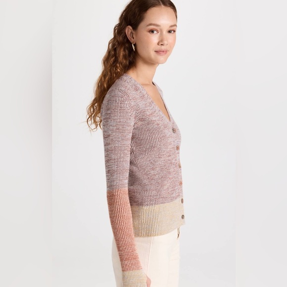 NWT Ulla Johnson Posey Thumbhole-Cuff Colorblock Cardigan Sweater - Picture 7 of 7